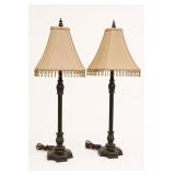 Pair of Tall Table Lamps with Beige Shades