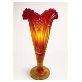 Red and Amber Glass Vase