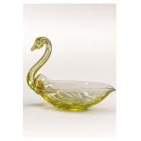 Yellow Glass Swan Bowl