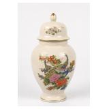 Lidded Ceramic Jar with Bird and Floral Design