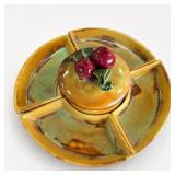 Divided Yellow Ceramic Serving Dish with Lid