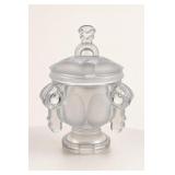 Frosted Glass Covered Urn with Handles