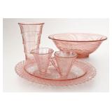 Pink Glass Dinnerware Group