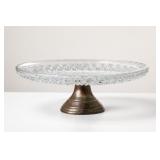 Glass and Metal Pedestal Cake Stand