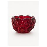 Red Pressed Glass Bowl with Floral Pattern