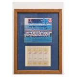 Framed Sports Team Photograph and Ticket Display