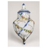 Hand-Painted Ceramic Wall Dispenser with Lid