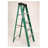 Green Four-Step Folding Ladder