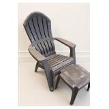 Gray Plastic Adirondack Chair with Ottoman