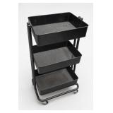 Black Three-Tier Rolling Utility Cart
