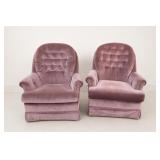 Pair of Mauve Upholstered Armchairs