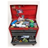 Red Metal Tool Chest with Contents