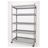 Metal Rolling Shelving Unit with Five Shelves