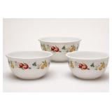 Set of Three Fruit Motif Mixing Bowls