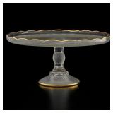 Clear Glass Pedestal Cake Stand with Gold-Tone Trim