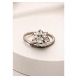 Silver-Tone Ring with Clear Stones