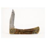 Brown and Metal Folding Pocket Knife