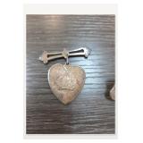 Silver-Tone Heart Brooch with Bar Pin