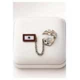 Silver-Tone Military Heart and Service Pin with Chain