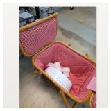 Wicker Bassinet with Pink Quilted Liner
