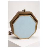 Octagonal Blue and Brass-Tone Table Clock