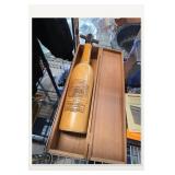 Tall Tan Bottle in Wooden Box