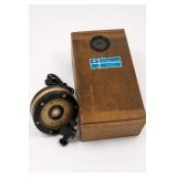 Wooden Box with Attached Metal Speaker