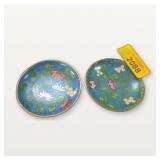 Two Blue Floral Decorated Dishes