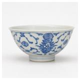 Blue and White Floral Porcelain Bowl