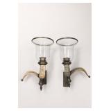 Pair of Metal and Glass Wall Sconces