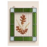 Framed Pressed Leaf Art with Green Glass Border