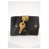 Black Clutch Purse with Large Gold-Tone Key Decor