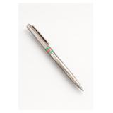 Silver-Tone Ballpoint Pen with Red and Green Stripe