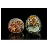 Pair of Multicolor Art Glass Paperweights