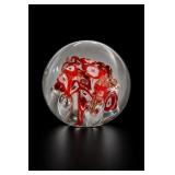 Clear and Red Art Glass Paperweight