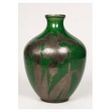 Green and Brown Floral Ceramic Vase