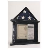 Folded American Flag in Display Case with Certificate