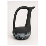Black Pottery Vase with Painted Geometric Design