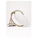 White Leaf Form Table Lamp with Metal Base