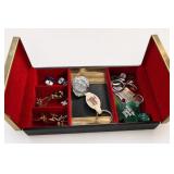 Assorted Costume Jewelry in Red-Lined Box