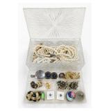 Assorted Costume Jewelry in Clear Glass Box