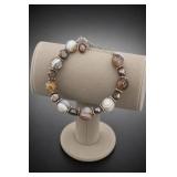 Beaded Bracelet With Mixed Brown and White Beads