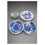 Blue and White Ceramic Plates and Bowl