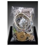 Bagged Assorted Costume Jewelry and Beaded Necklaces