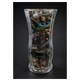 Clear Glass Vase Filled With Costume Jewelry
