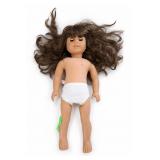 Brown-Haired Doll in White Underwear