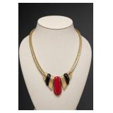 Gold-Tone Necklace With Red and Black Accents