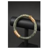 Green and Gold-Tone Bangle Bracelet