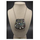 Mixed Stone and Metal Pendant Necklace