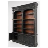 Black Wood Two-Door Bookcase With Shelves